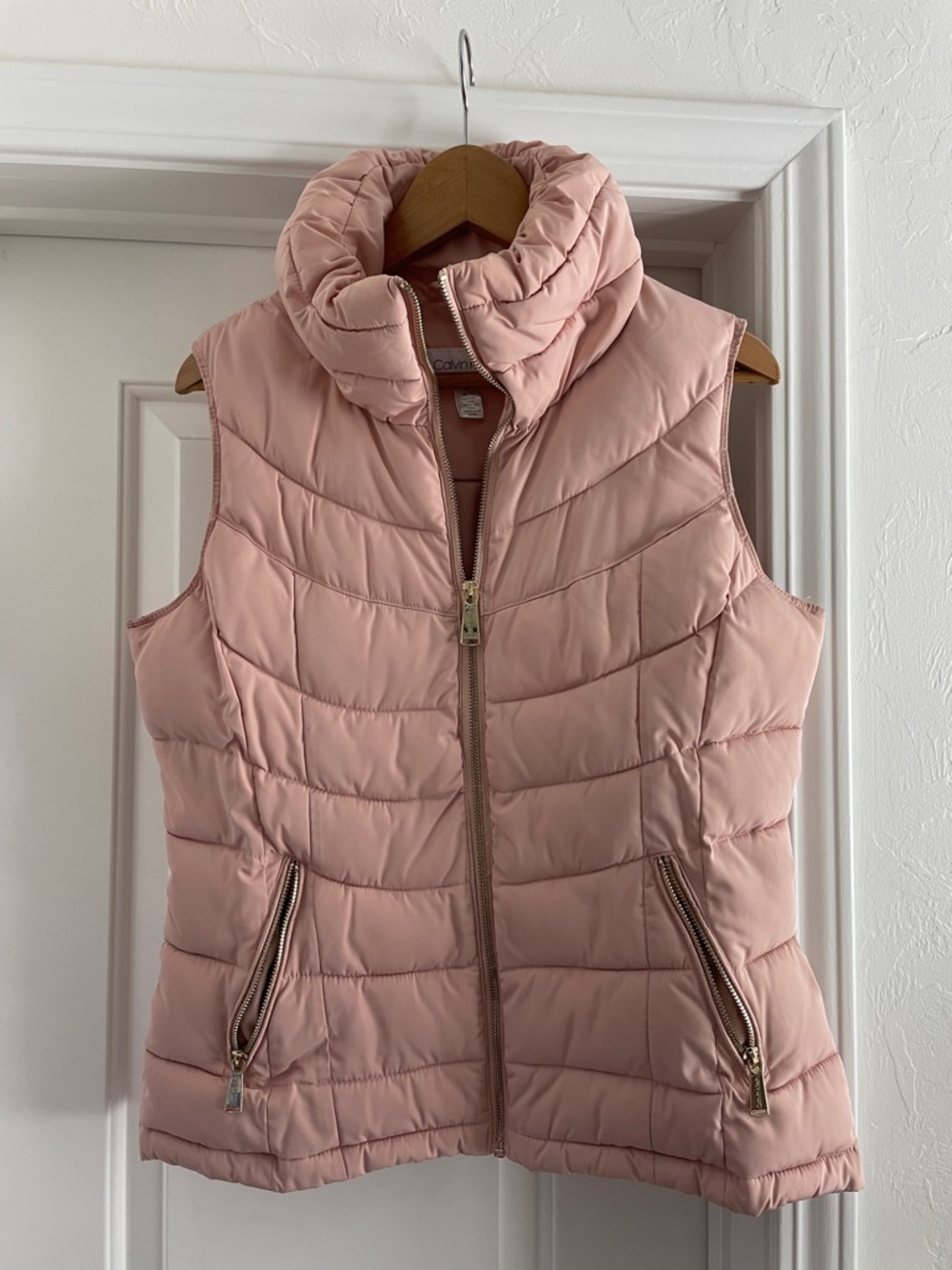Calvin Klein Dusty Pink Quilted Puffer Vest